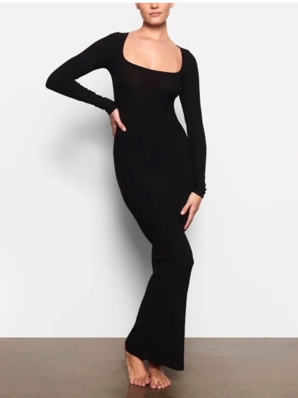 Skims Soft Lounge Long Sleeve Dress Black